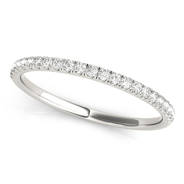 A white gold ring encrusted with small, sparkling diamonds, elegantly displayed on a white background, conveying a sense of luxury and refinement.