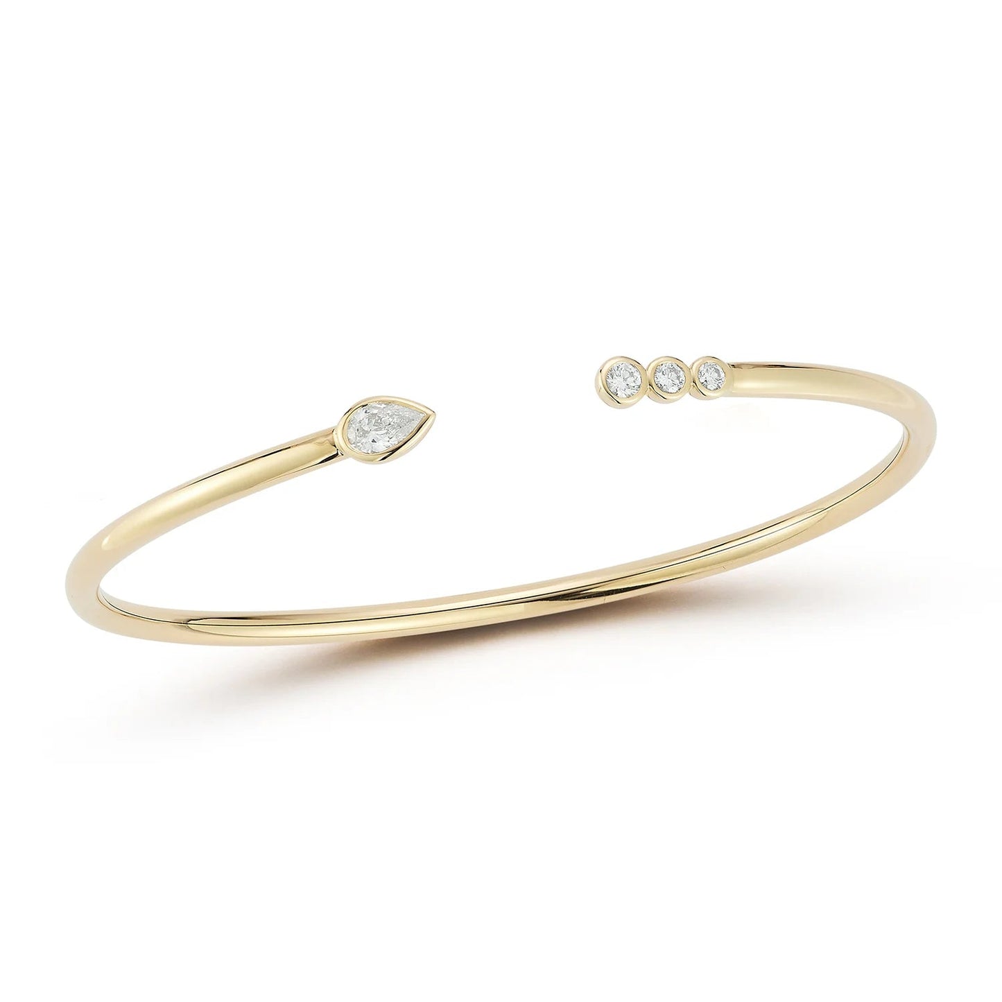 Bezel Pear & Round Natural Diamond Cuff Bracelet Carbon House