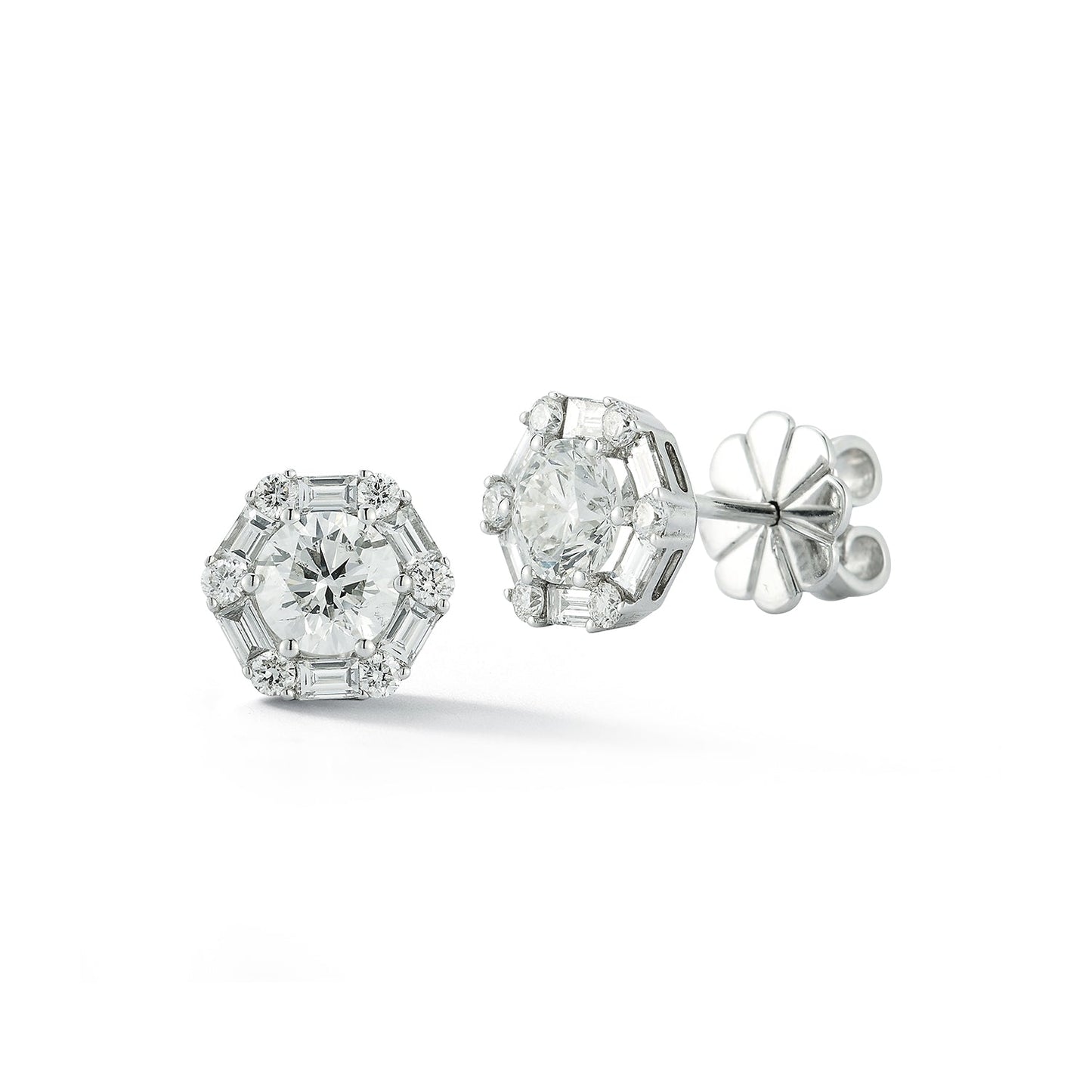 Hexagon Natural Diamond Earrings Carbon House