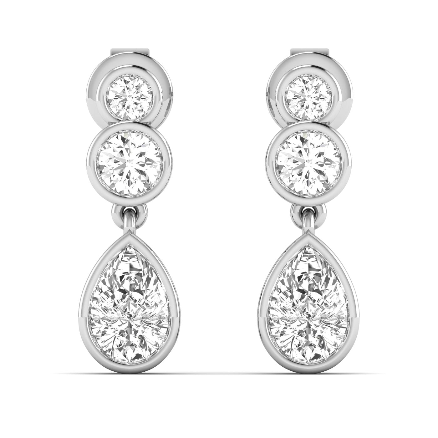 Bezel Round & Pear Drop Lab Diamond Earrings Carbon House