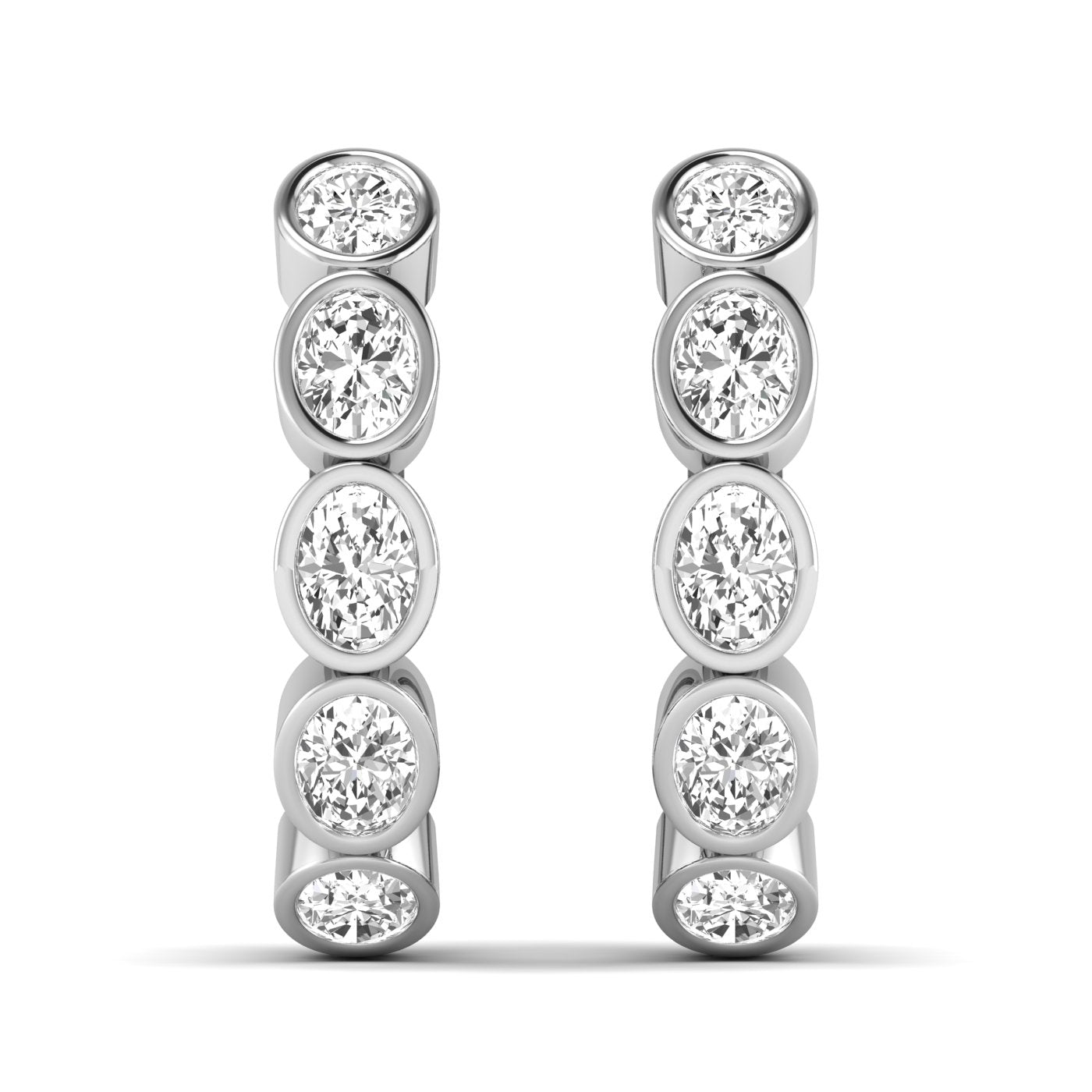 Bezel Oval Lab Diamond Hoop Earrings Carbon House