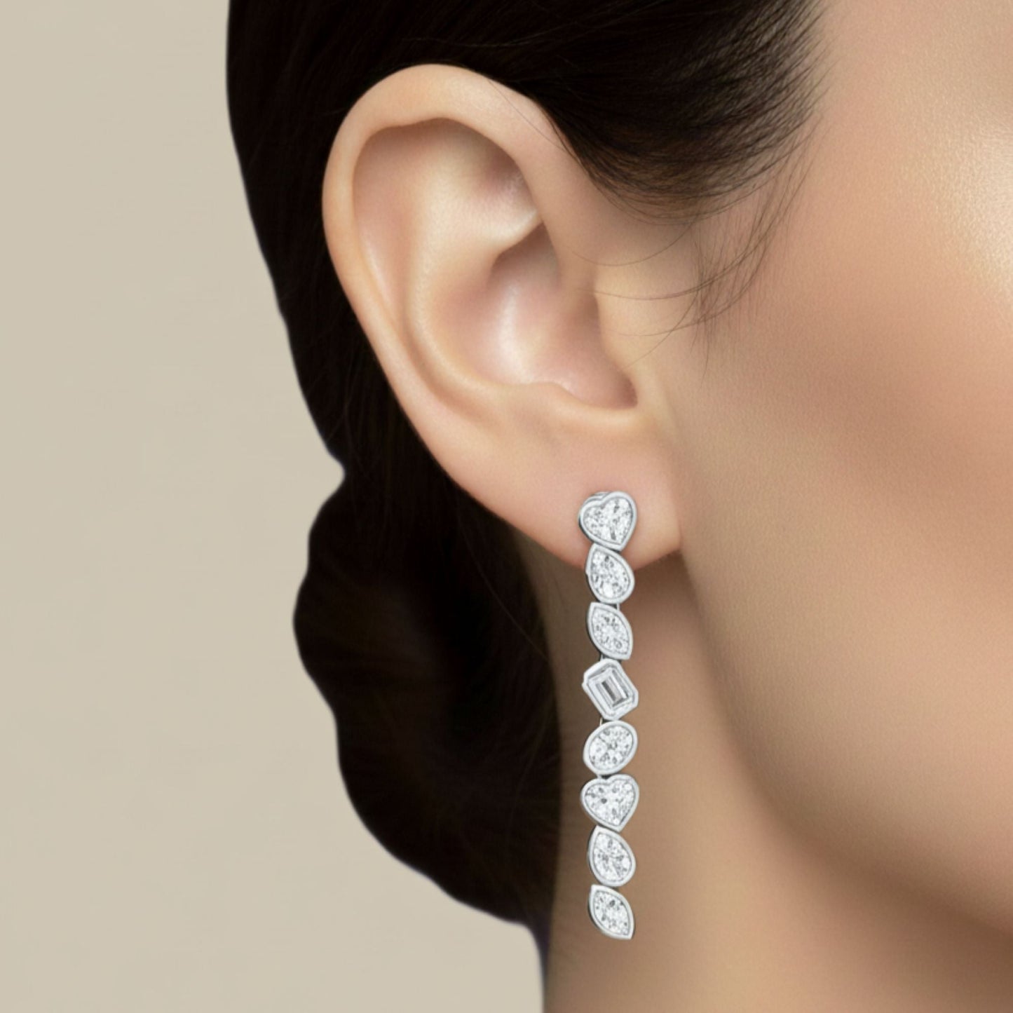 Bezel Multi Shape Line Earrings Carbon House