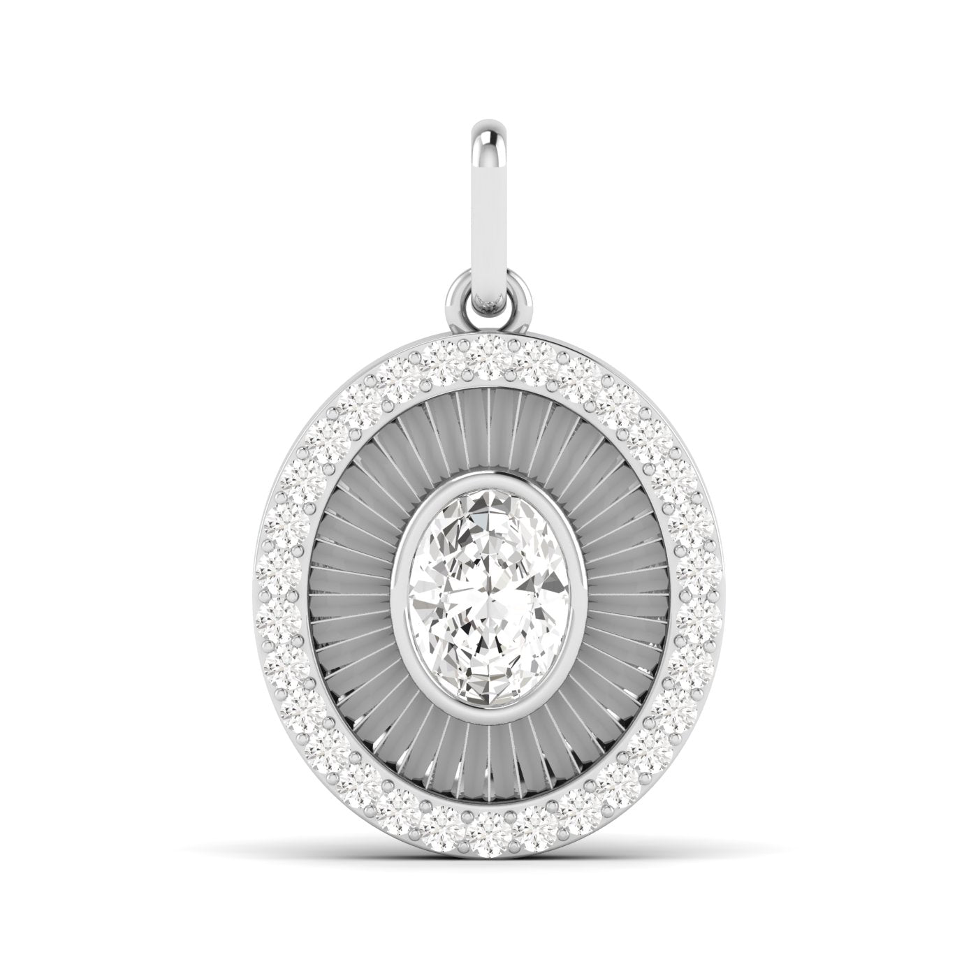 Pave Fluted Bezel Lab Diamond Necklace