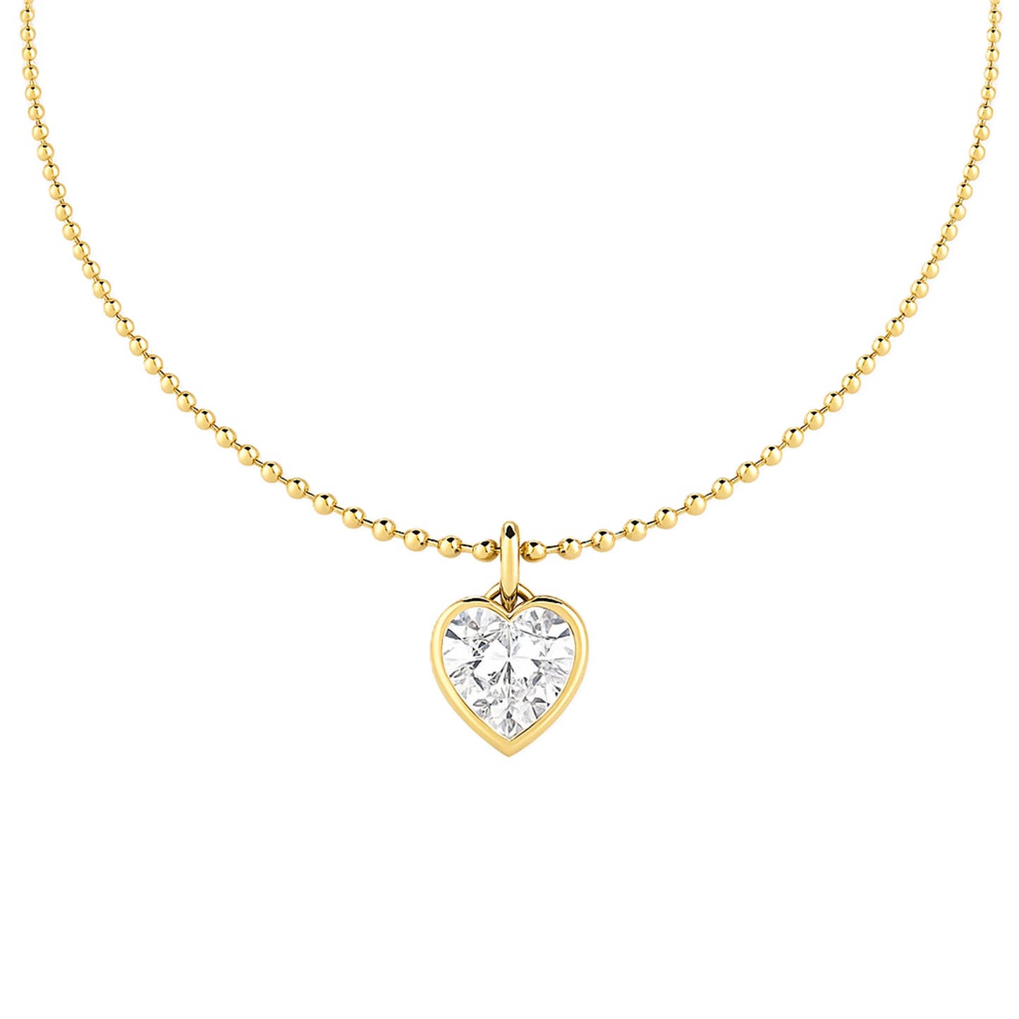 Bezel Heart Beaded Chain Necklace