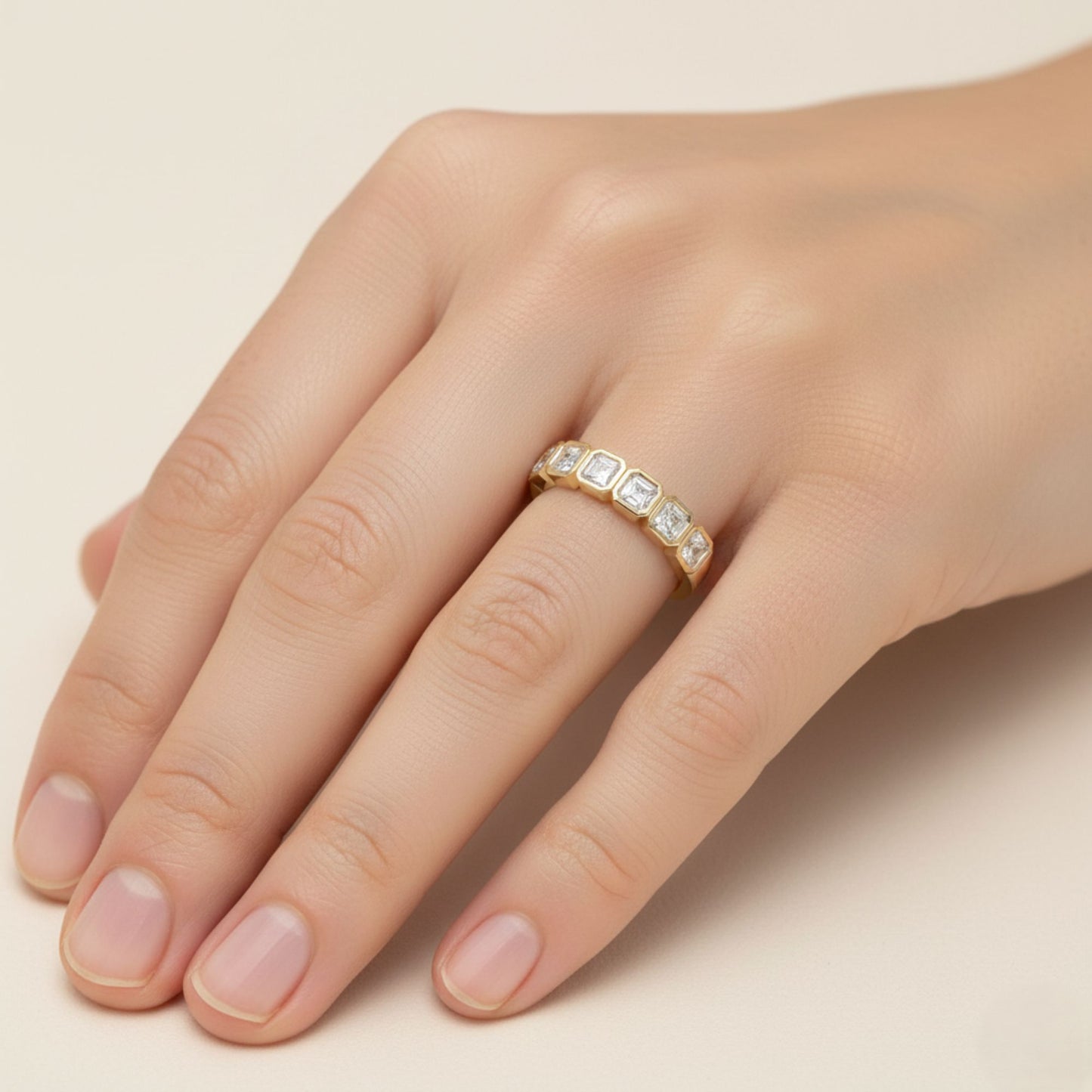 Bezel Asscher Lab Diamond Ring