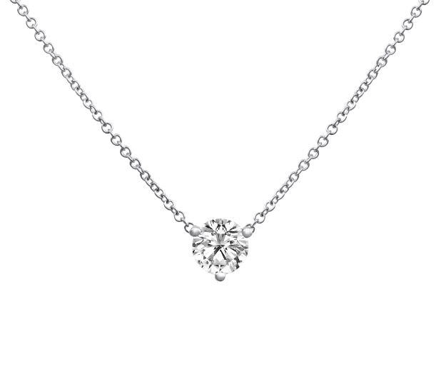 Three Prong Martini Natural Diamond Solitaire Necklace