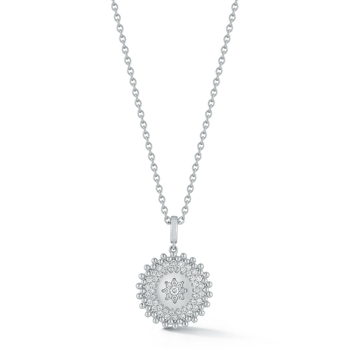Medallion Beaded Flower Natural Diamond Necklace Carbon House