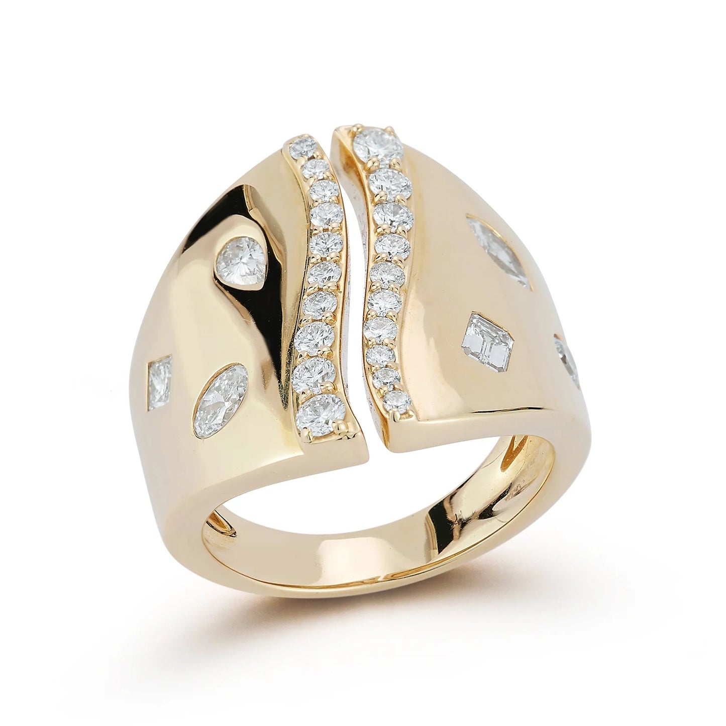 Wave Cuff Natural Diamond Ring (Multi Shape)