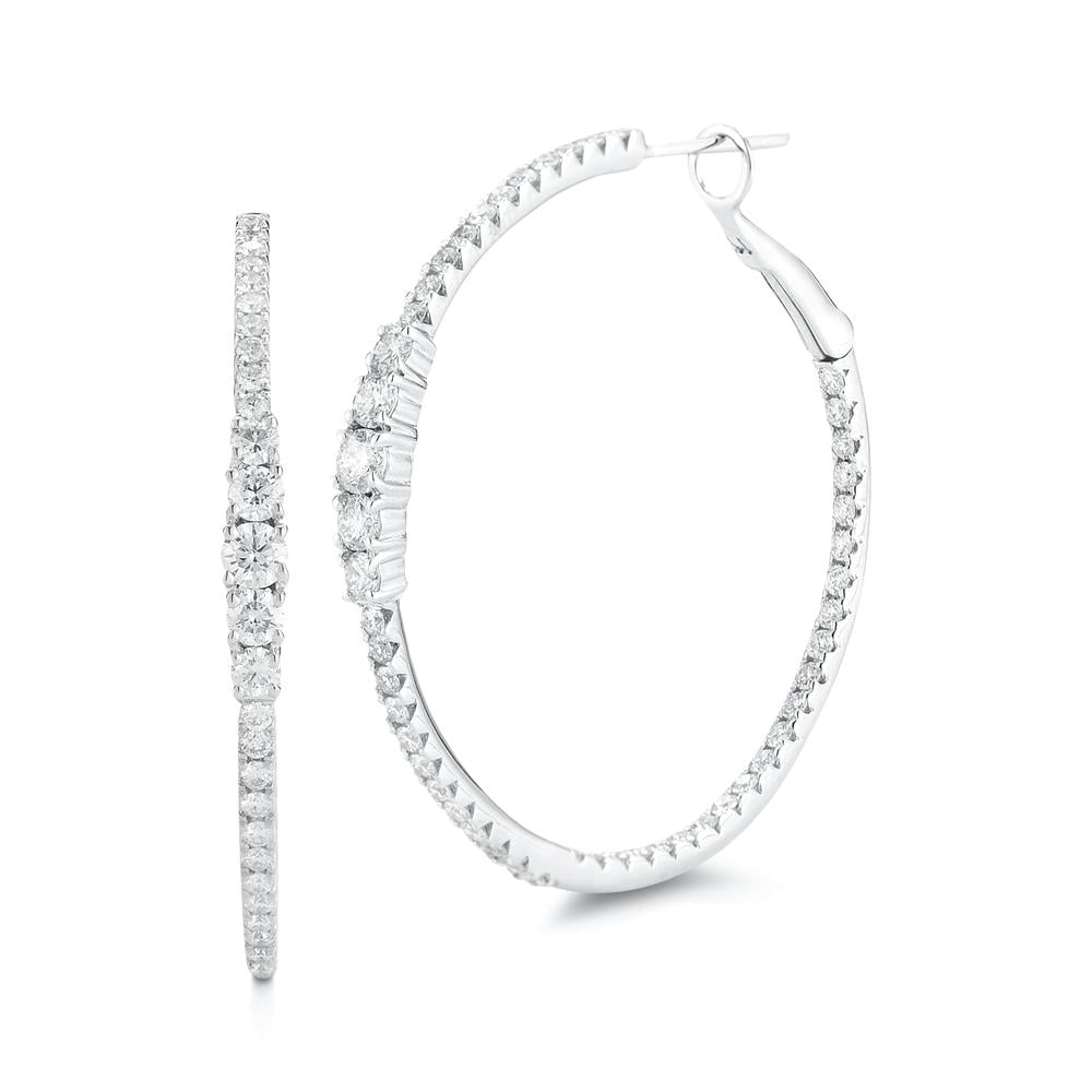 Graduated Inside Out Natural Diamond Hoop Earrings Carbon House