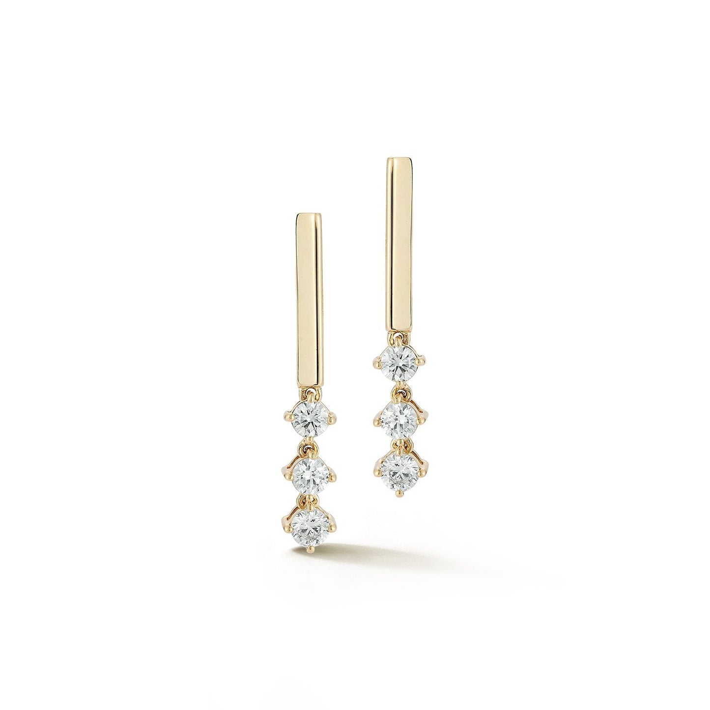 Natural Three Diamond Bar Earrings Carbon House