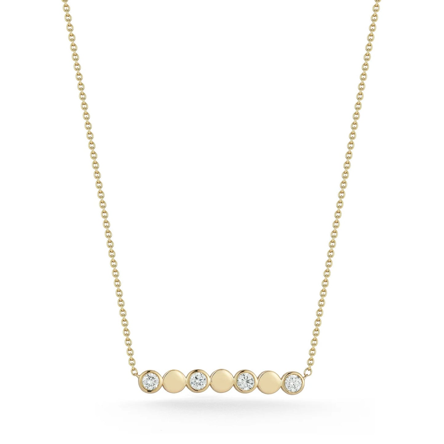 Round Bezel Bar Natural Diamond Necklace Carbon House