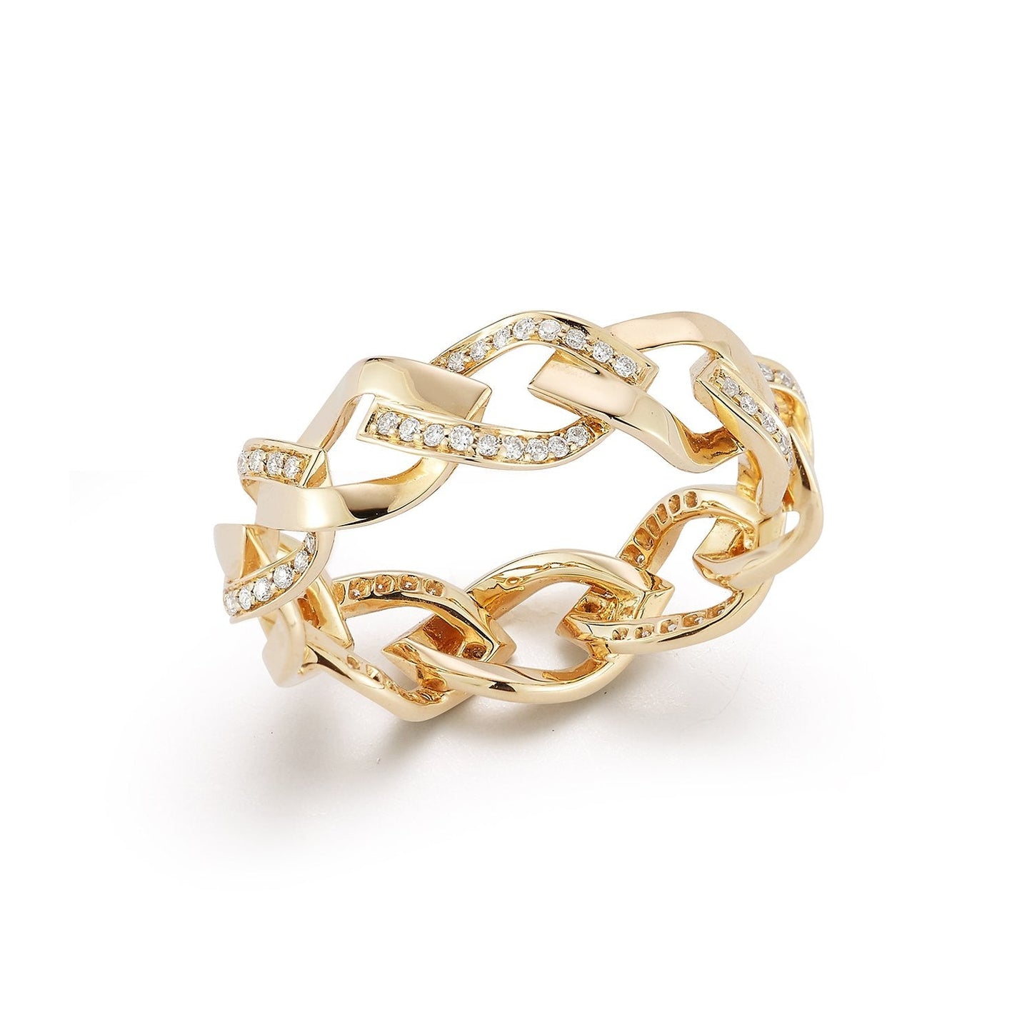 Gold Natural Diamond Curb Link Pave Ring Carbon House