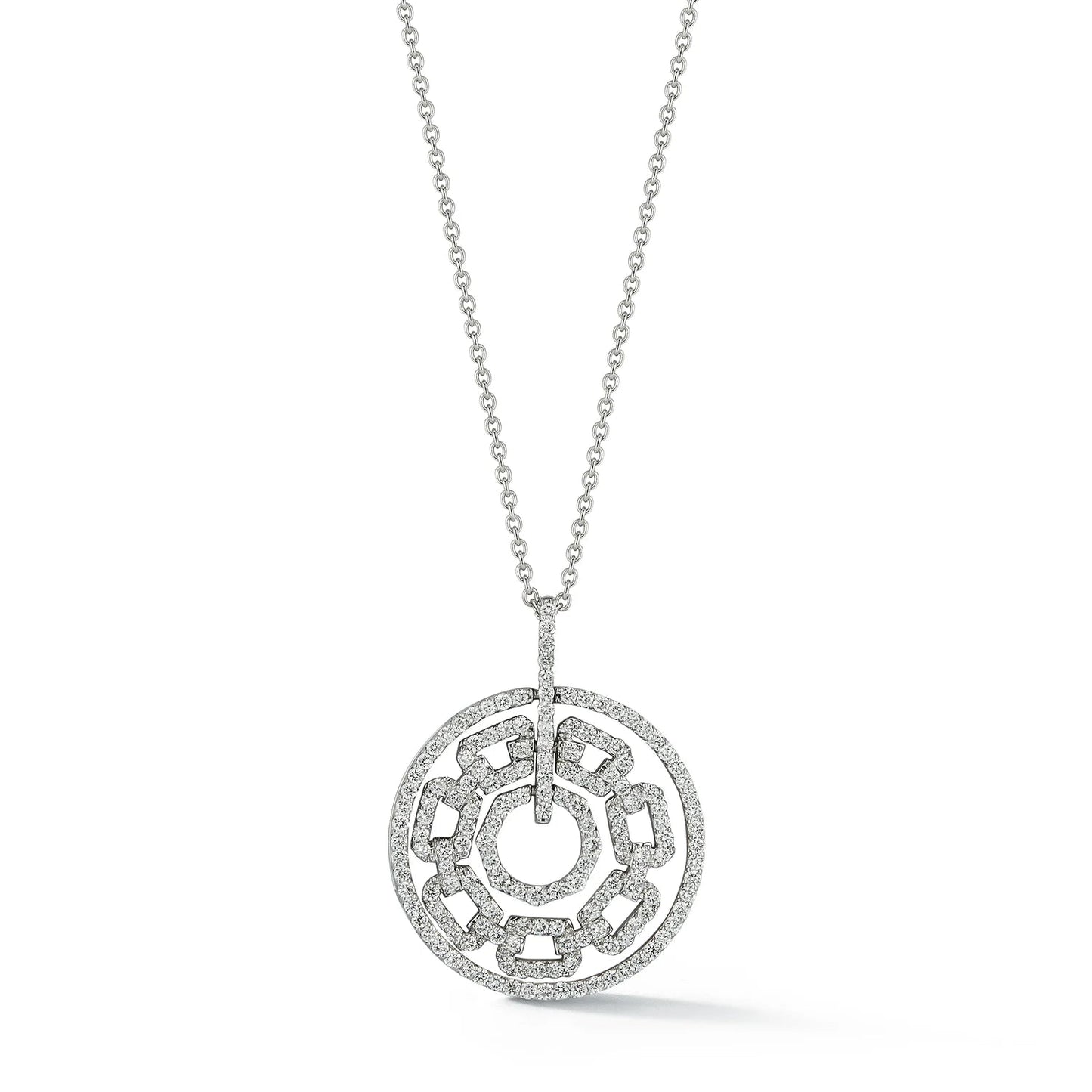 Pave Curb Link Medallion Natural Diamond Necklace Carbon House