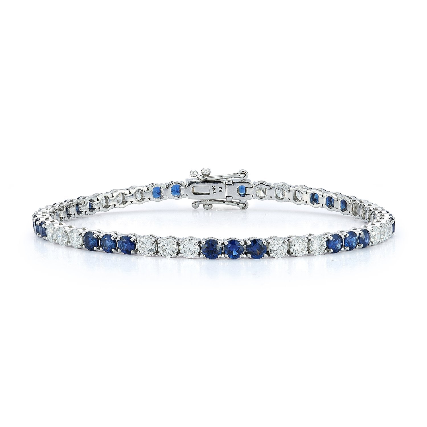 Triple Sapphire & Natural Diamond Tennis Bracelet Carbon House