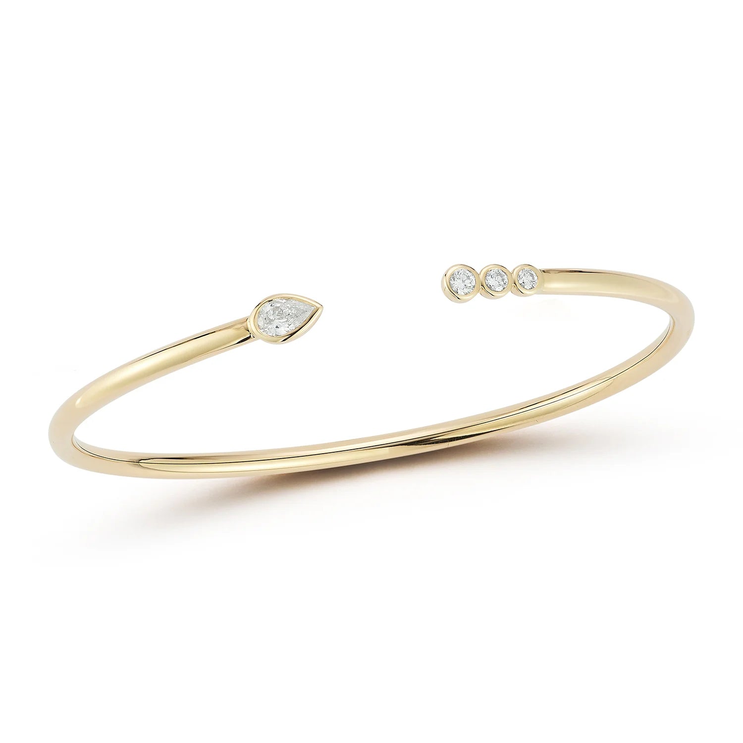 Bezel Pear & Round Natural Diamond Cuff Bracelet Carbon House