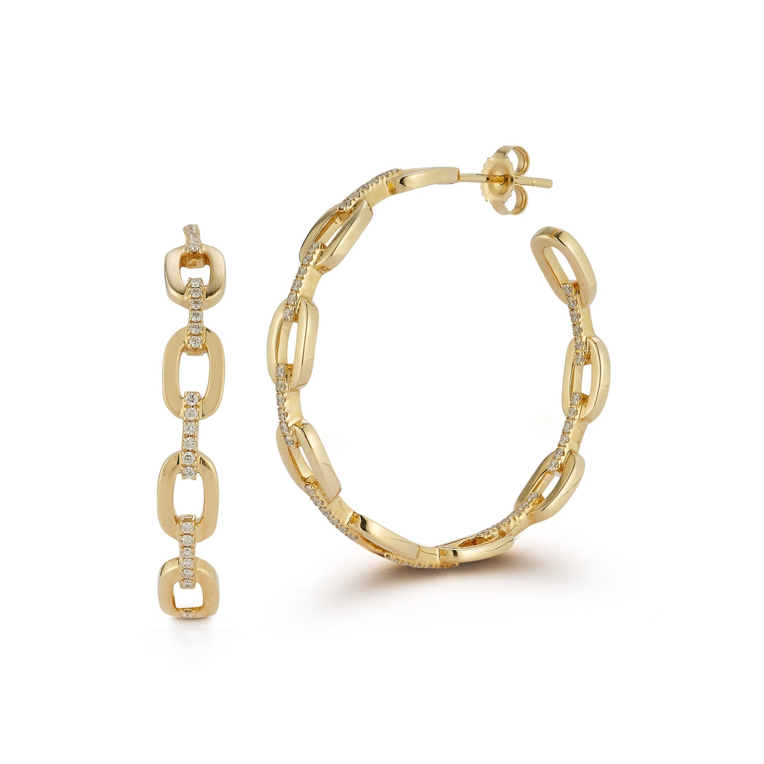 Oval Link Natural Diamond Hoop Earrings Carbon House