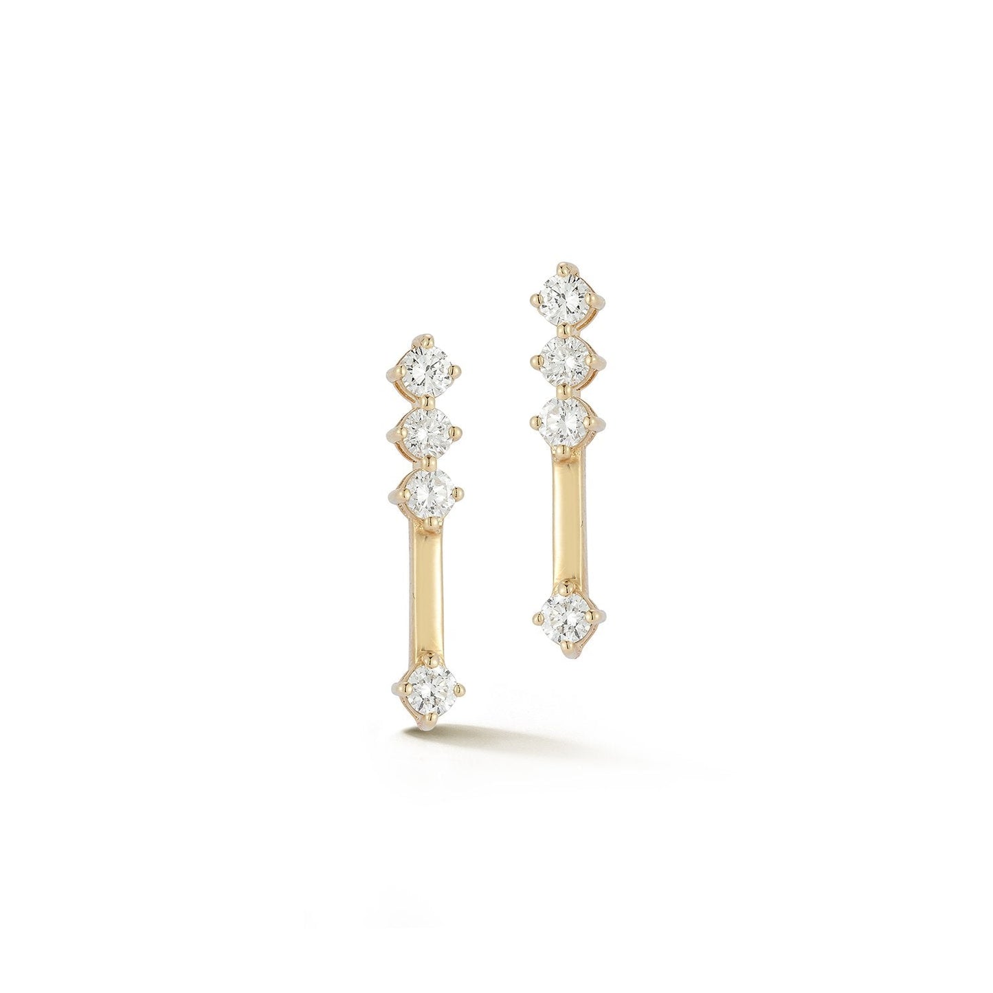 Natural Four Diamond Bar Earrings Carbon House