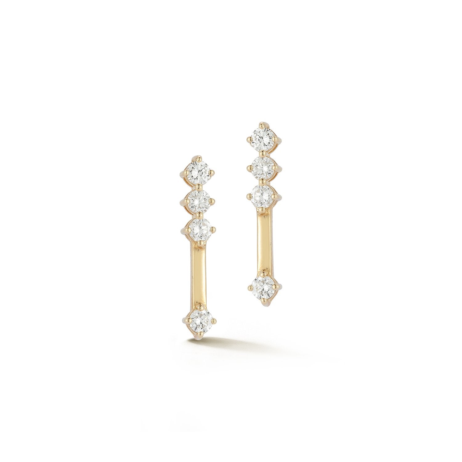 Natural Four Diamond Bar Earrings Carbon House