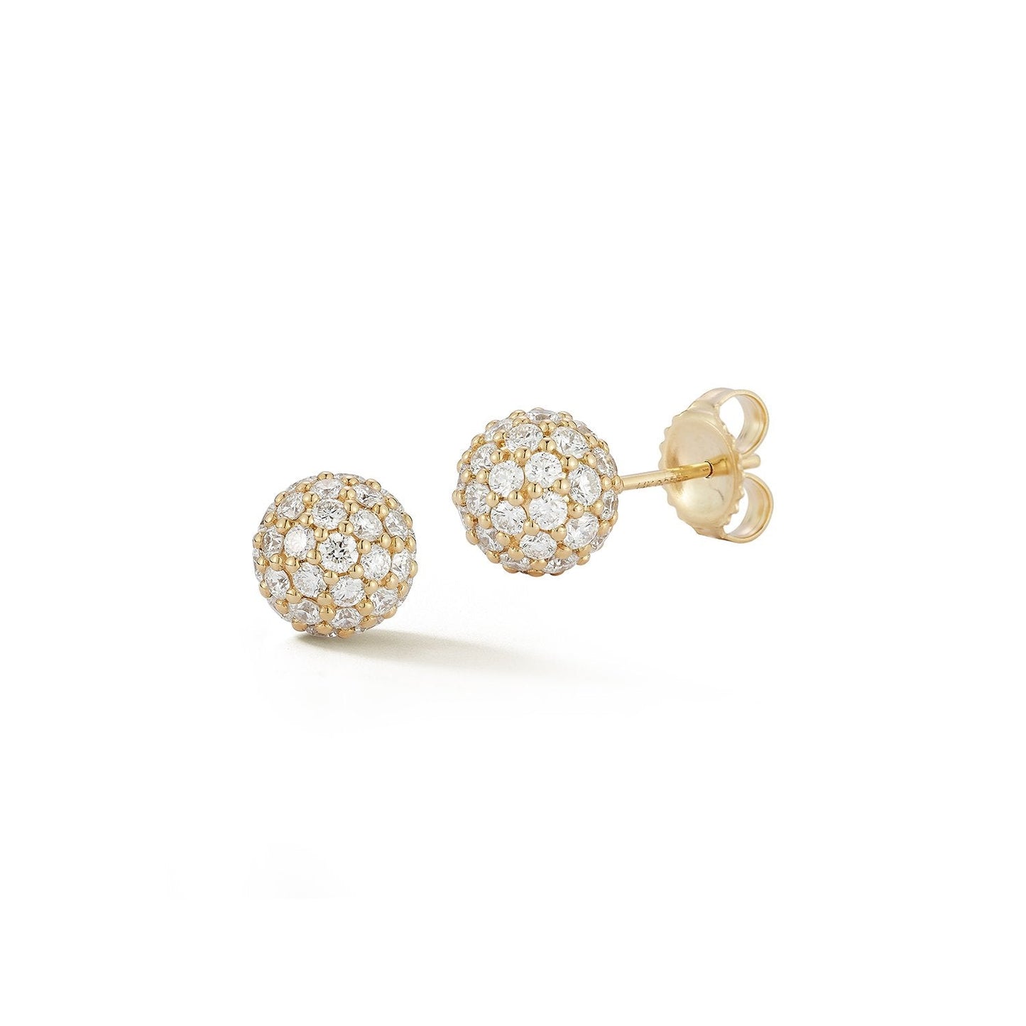 8mm Pave Ball Natural Diamond Stud Earrings Carbon House