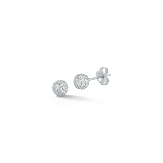 5mm Pave Ball Natural Diamond Stud Earrings Carbon House