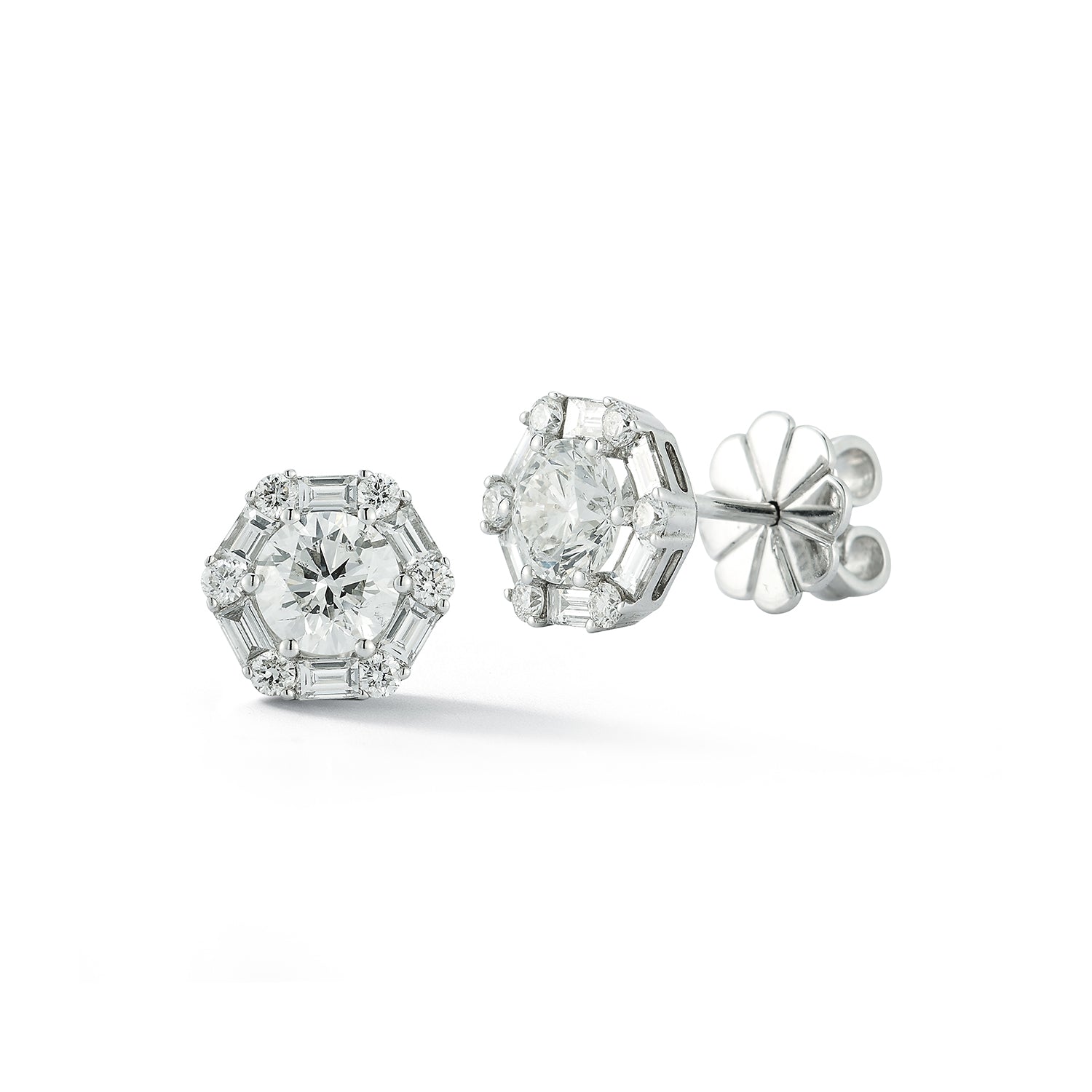 Hexagon Natural Diamond Earrings Carbon House