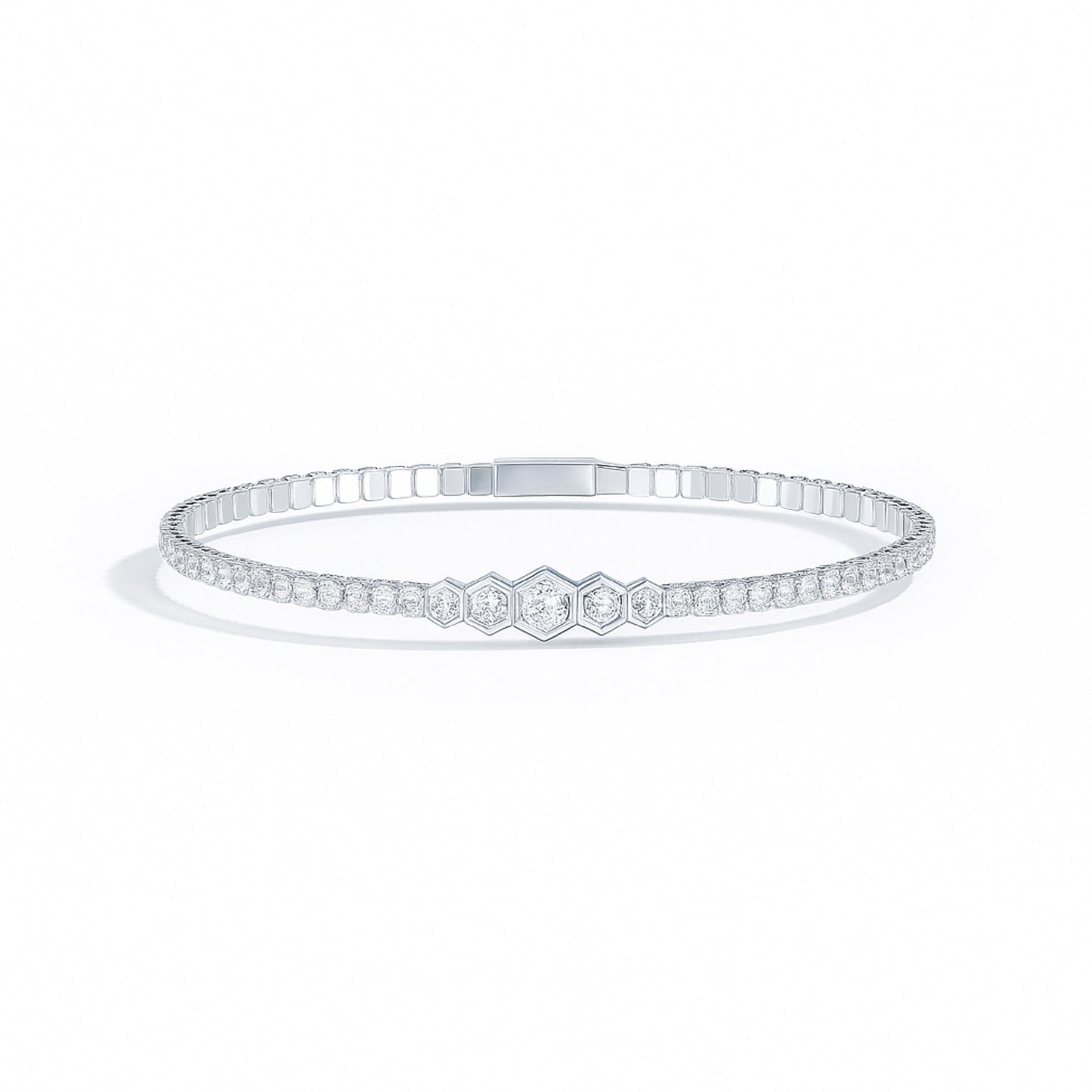 Flexible Hex Bezel Lab Diamond Bracelet Carbon House