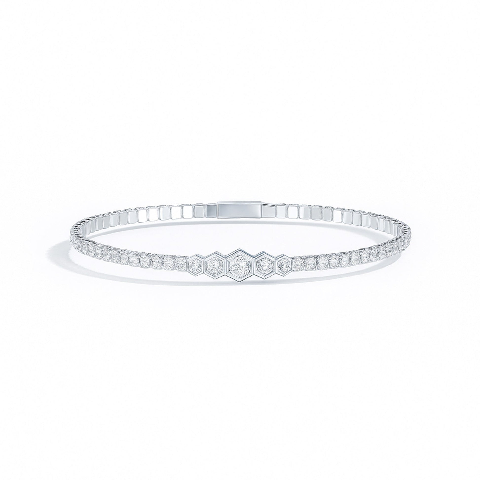 Flexible Hex Bezel Lab Diamond Bracelet Carbon House
