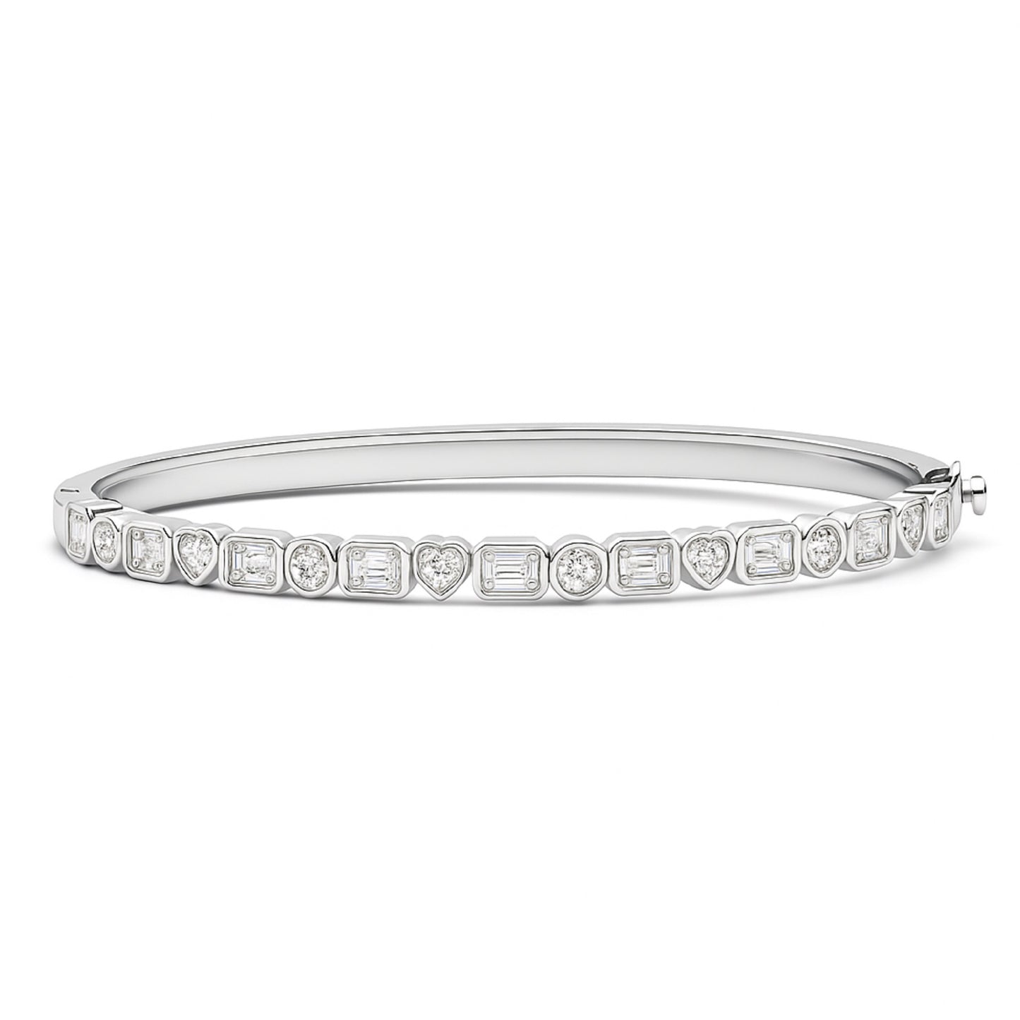 Multi Shape Bezel Lab Diamond Bracelet (Heart, Round, Emerald)