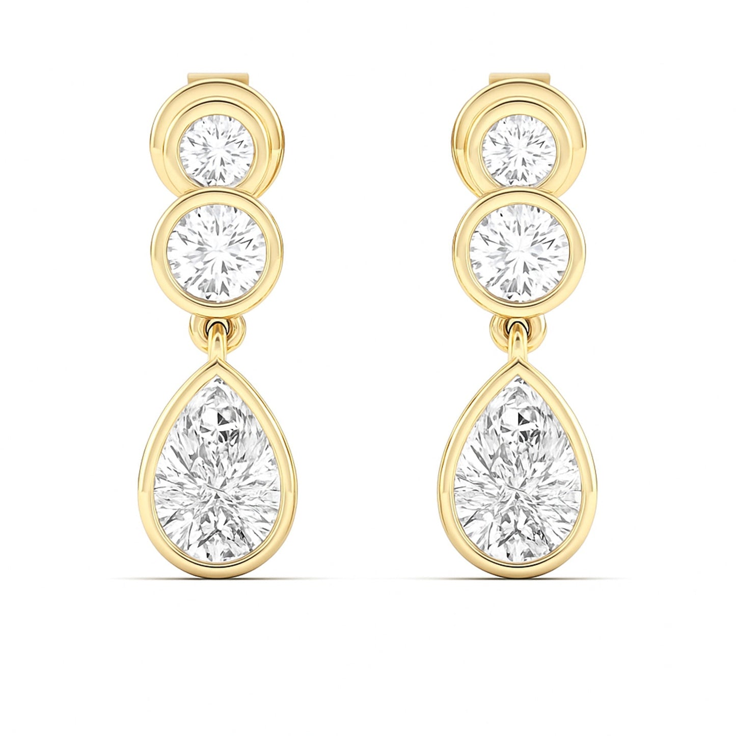 Bezel Round & Pear Drop Lab Diamond Earrings Carbon House