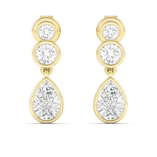 Bezel Round & Pear Drop Lab Diamond Earrings Carbon House
