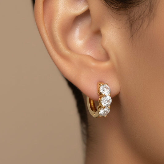 Prong Round Lab Diamond Hoop Earrings Carbon House