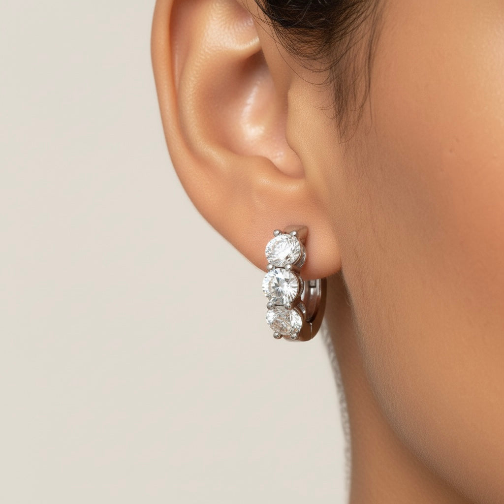 Prong Round Lab Diamond Hoop Earrings Carbon House