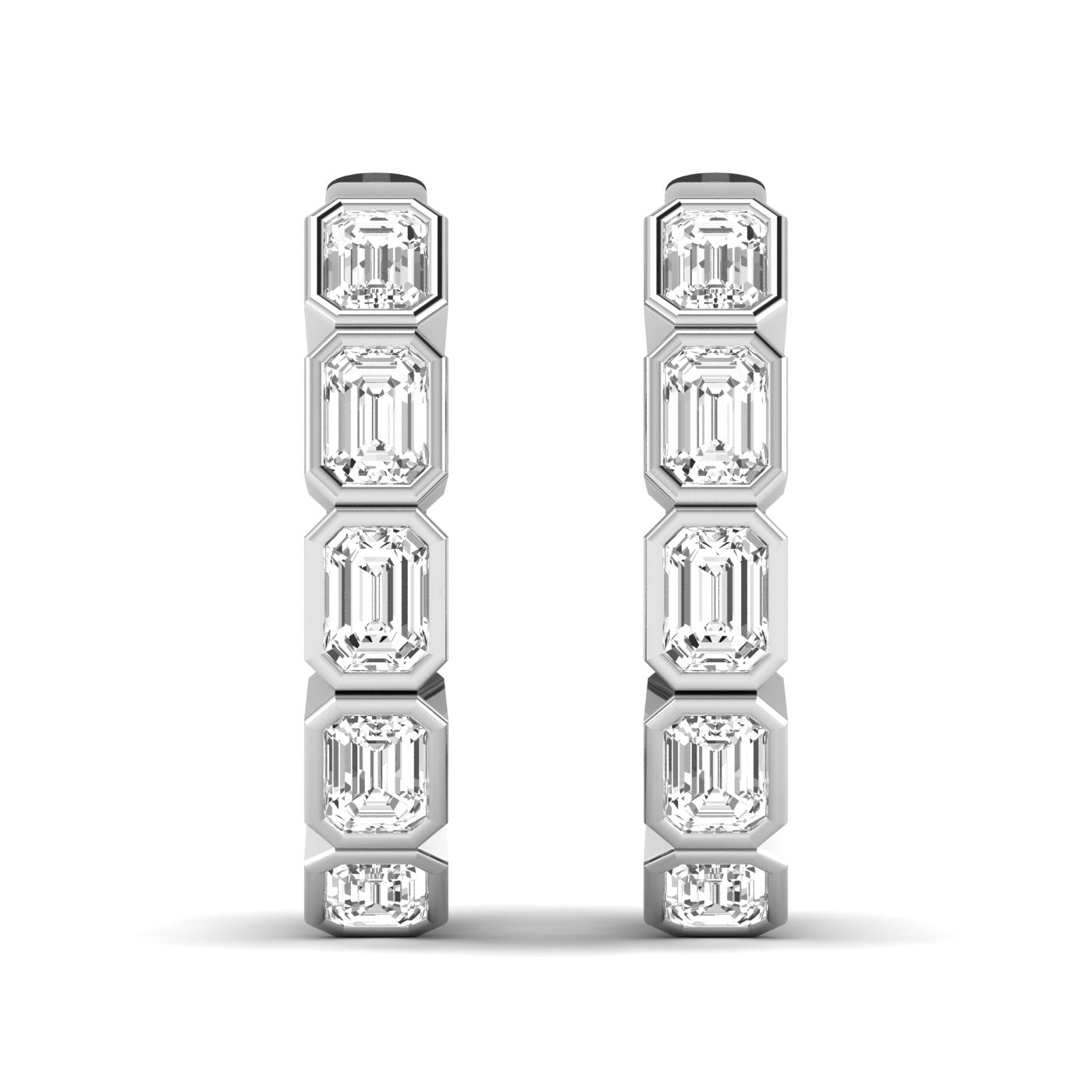 Bezel Emerald Lab Diamond Hoop Earrings Carbon House