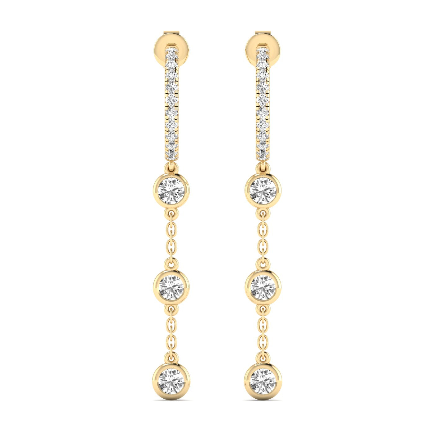 Pave Hoop & Bezel Drop Lab Diamond Earrings Carbon House