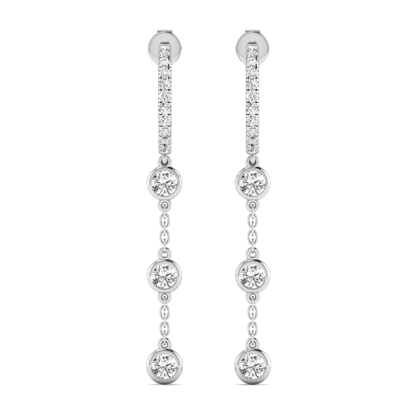Pave Hoop & Bezel Drop Lab Diamond Earrings Carbon House