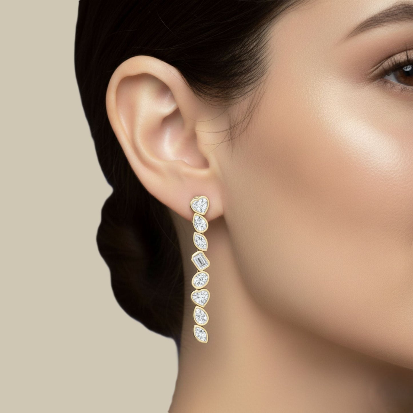 Bezel Multi Shape Line Earrings Carbon House