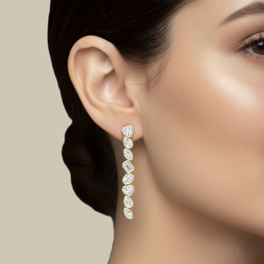 Bezel Multi Shape Line Earrings Carbon House
