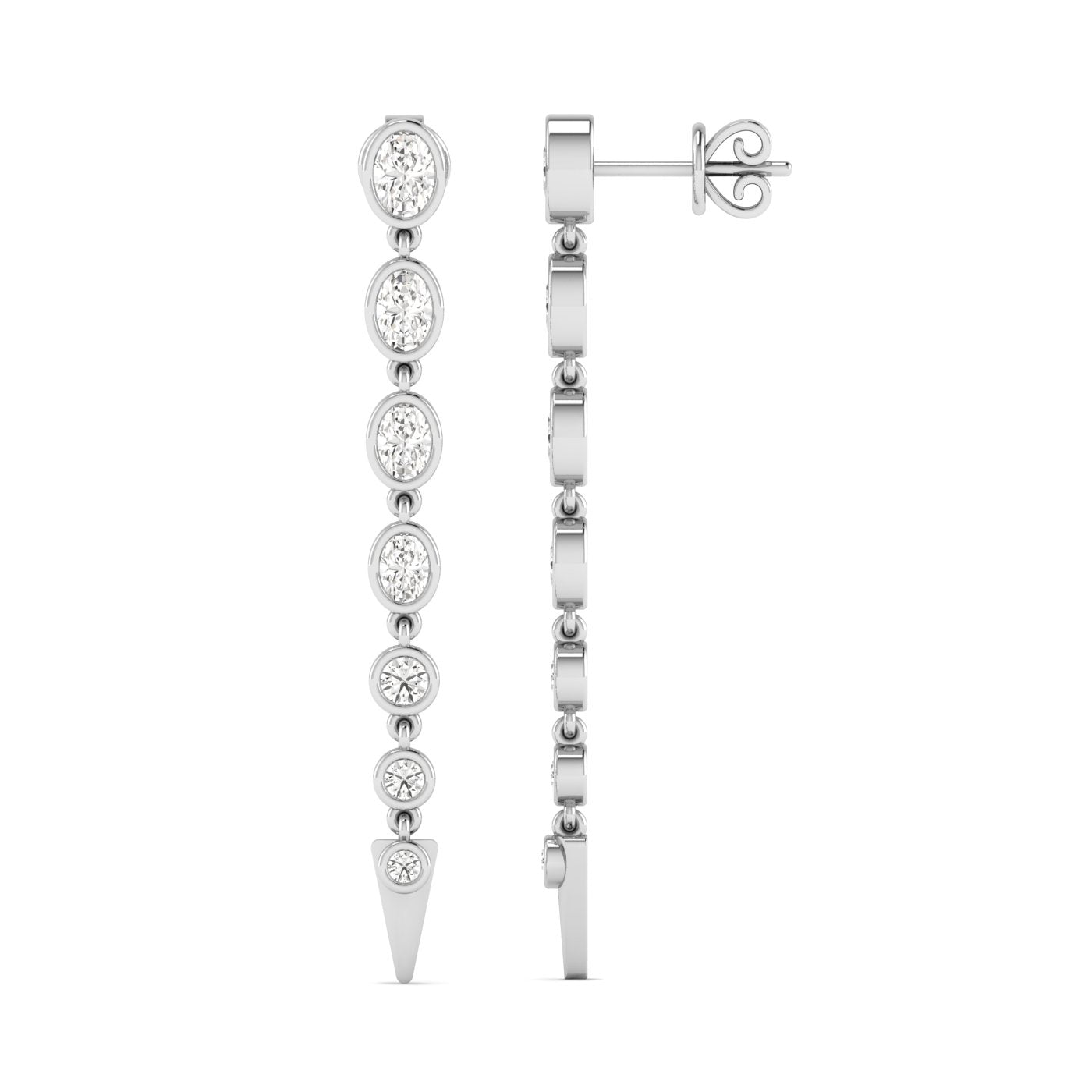 Bezel Oval & Round Lab Diamond Line Earrings Carbon House