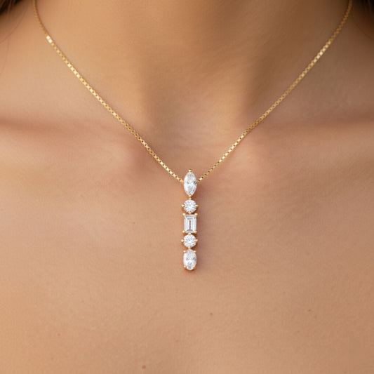 Multi Shape Prong Necklace Carbon House