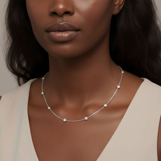 Bezel Round Lab Diamond Necklace Carbon House