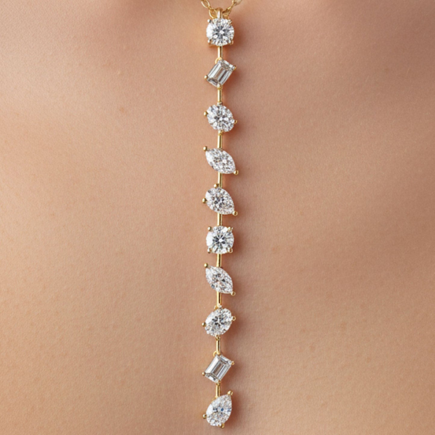 Multi Shape Drop Lab Diamond Necklace