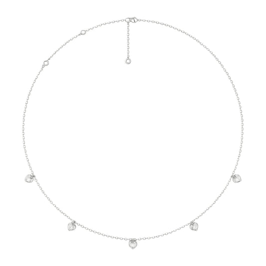Bezel Heart Dangle Lab Diamond Necklace