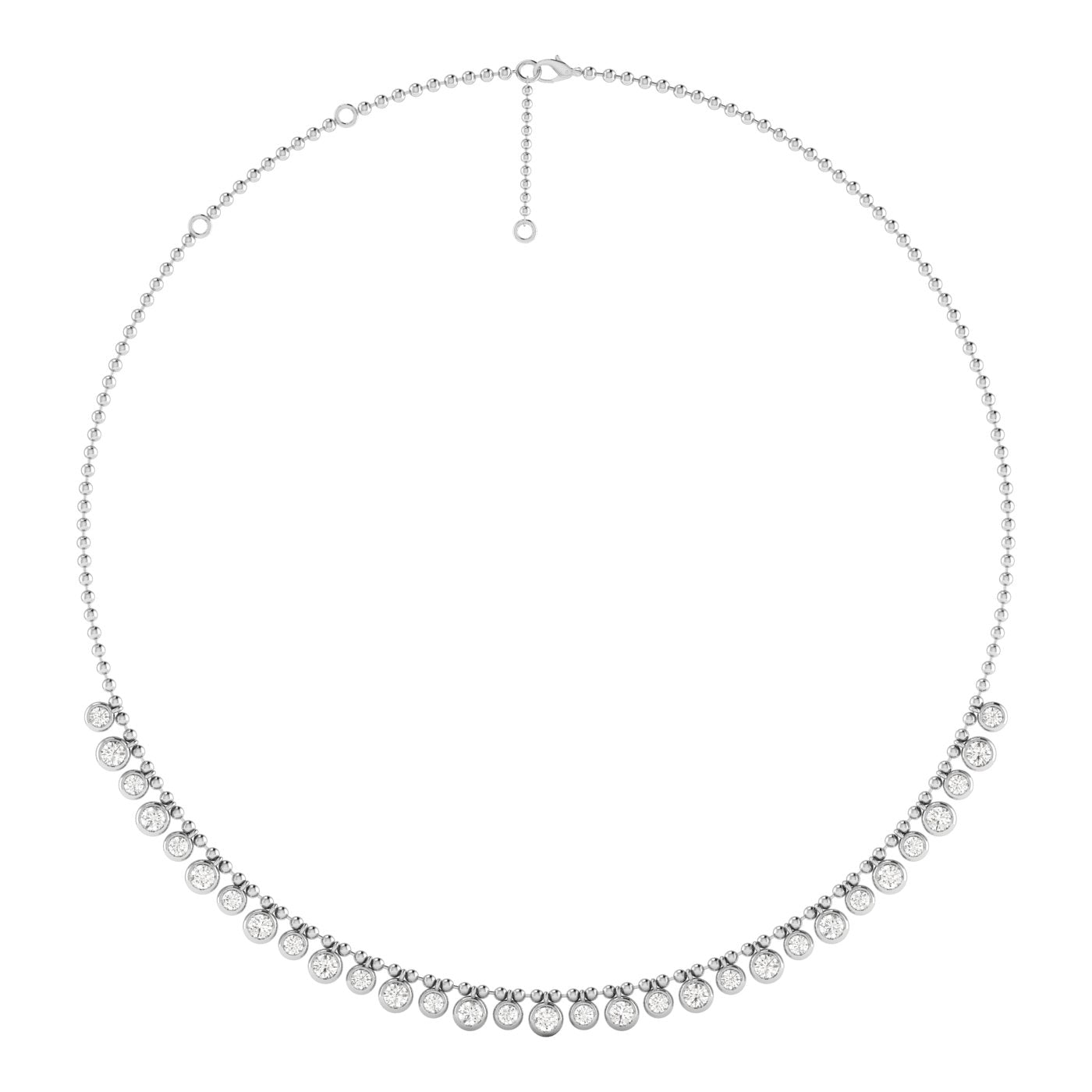 Bezel Round Dangle Lab Diamond Bead Necklace