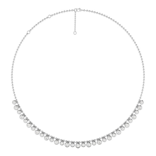 Bezel Round Dangle Lab Diamond Bead Necklace