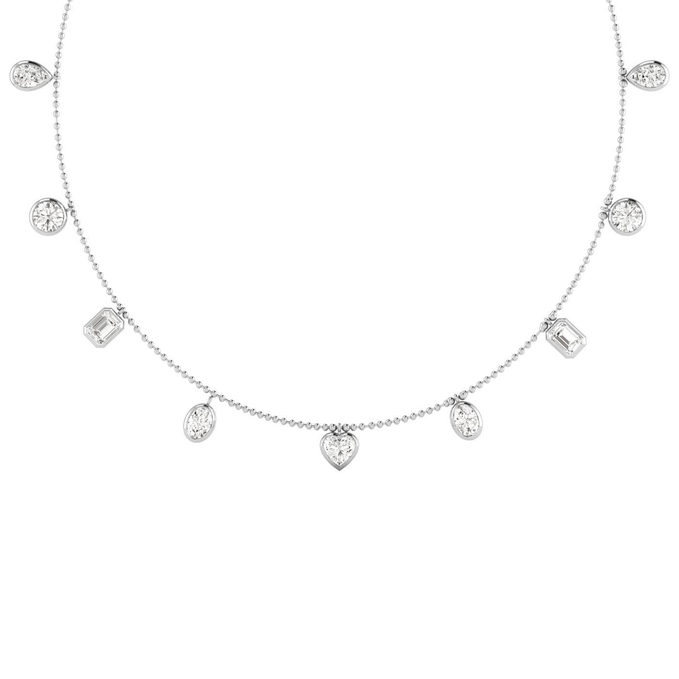Bezel Multi Shape Dangle Lab Diamond Necklace