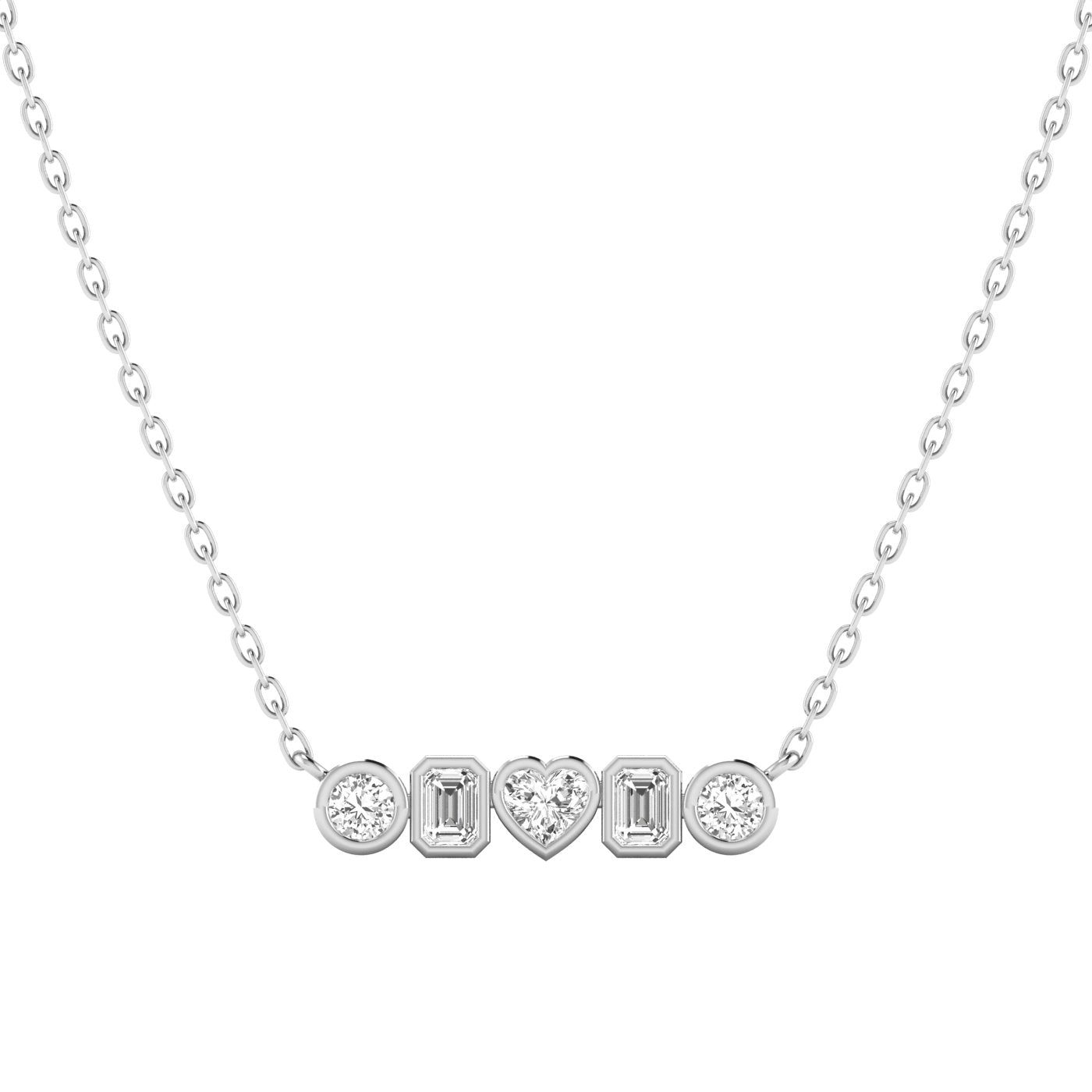 Bezel Multi Shape Bar Lab Diamond Necklace