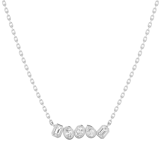 Bezel Multi Shape Bar Lab Diamond Necklace