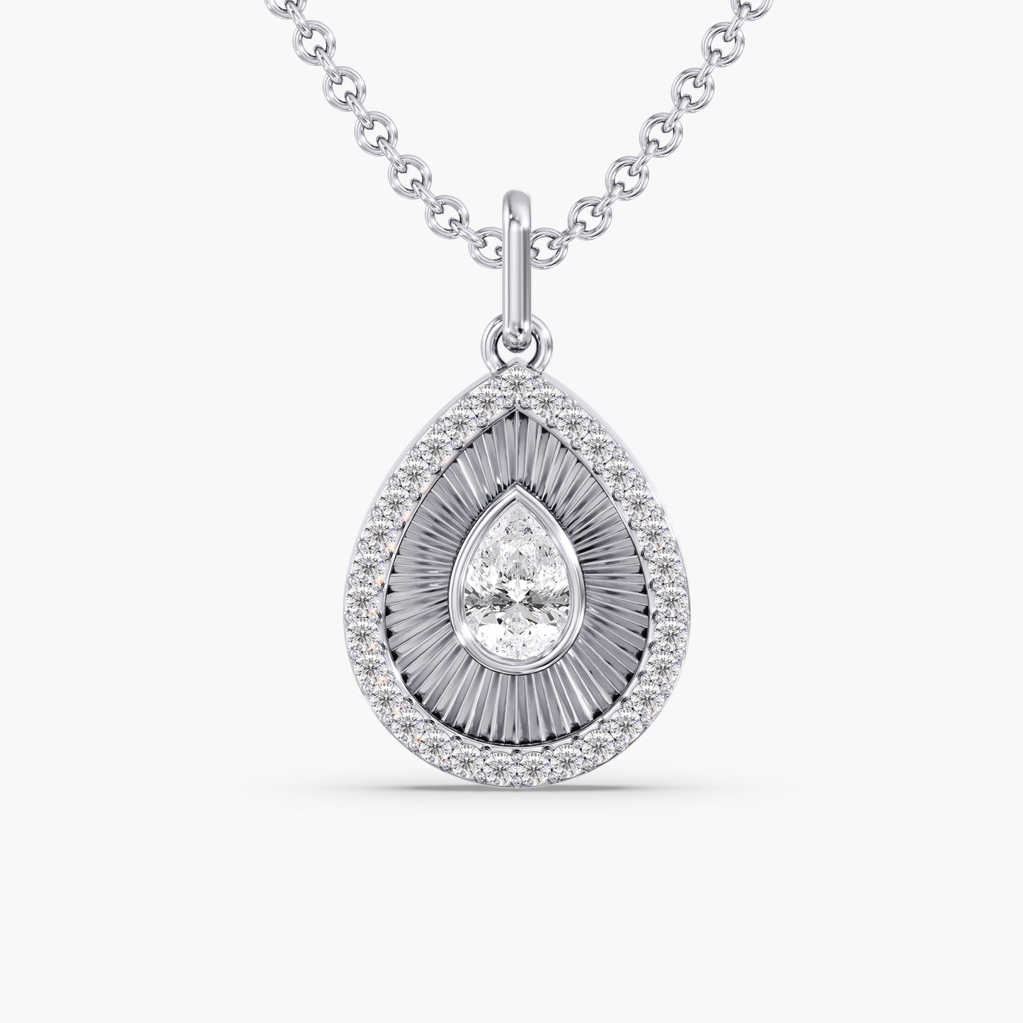 Pave Fluted Bezel Lab Diamond Necklace