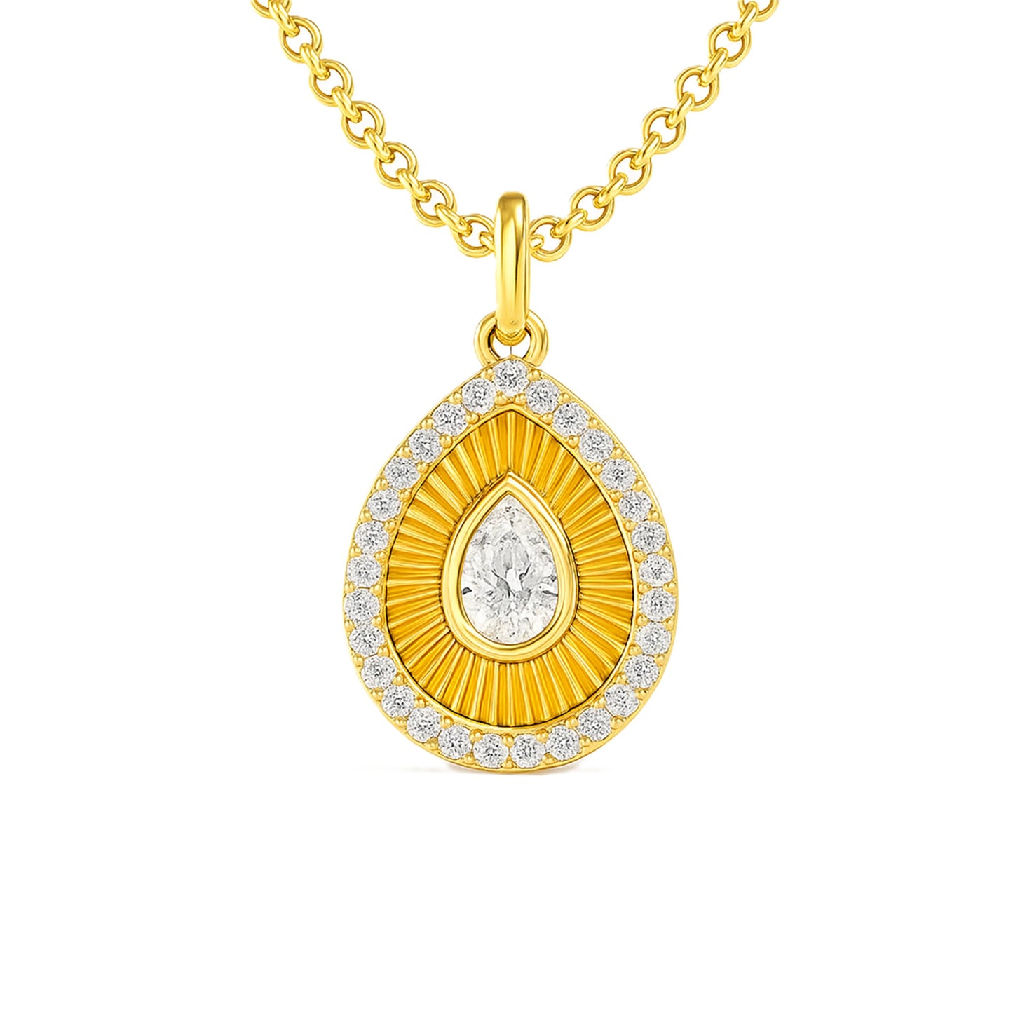 Pave Fluted Bezel Lab Diamond Necklace