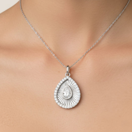 Pave Fluted Bezel Lab Diamond Necklace